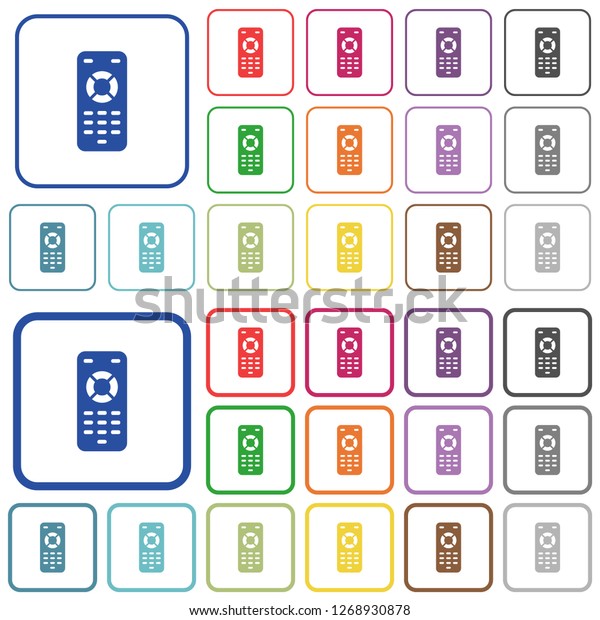 Remote control color flat icons in\
rounded square frames. Thin and thick versions\
included.