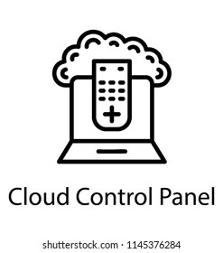 Remote control device over laptop screen and cloud computing in the background, cloud control panel icon vector 