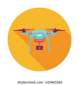 Remote control drone with camera flat colorful vector isolated icon 