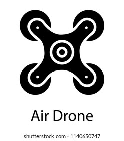 Remote control drone technology, quadcopter glyph icon design