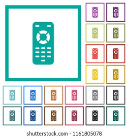 Remote control flat color icons with quadrant frames on white background