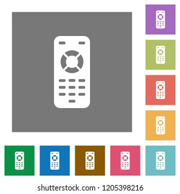 Remote control flat icons on simple color square backgrounds
