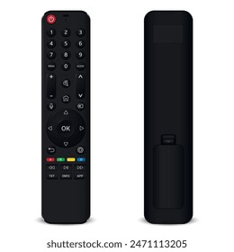 Remote control front and back side isolated on white background