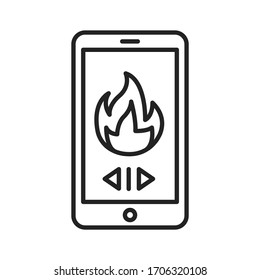 Control remoto de la calefacción en el icono de la línea negra de la casa. Calefacción doméstica. Electrónica doméstica. Regulación del calor en la casa. Pictograma para página web, aplicación móvil, promoción. Elemento de diseño GUI de UI UX. Restaurante editable
