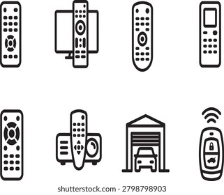Remote control and home device management icons with television electronic technology management interface appliance infrared communication wireless collection hardware equipment