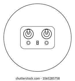 Remote control icon black color in circle