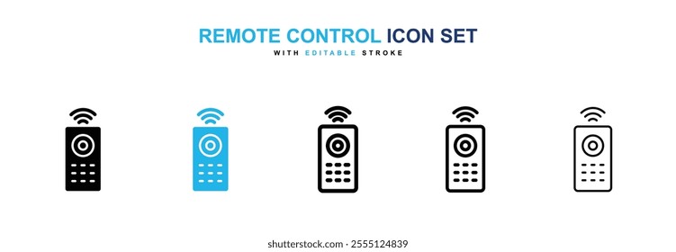 Remote control icon collection in black and blue colors