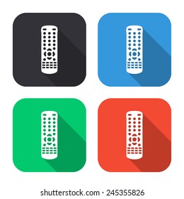 remote control icon - colored illustration (gray, blue, green, red) with long shadow