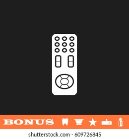 Remote control icon flat. White pictogram on black background. Vector illustration symbol and bonus button tooth, vase, star, mirror, bottle