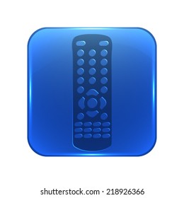 remote control icon - glossy blue button