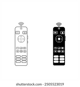 Remote Control Icon: Minimalist Line Art and Solid Design for Smart Devices