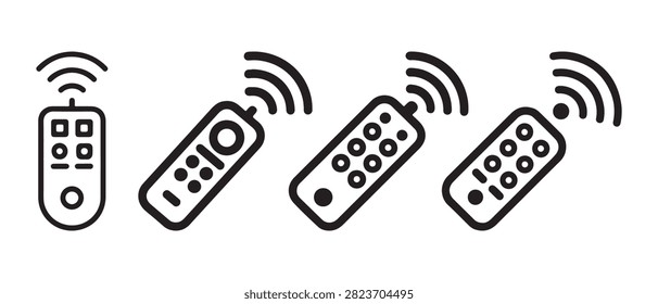 Remote Control Icon Set, TV Remote Controller, Television Device, Smart Home Electronics Line and Outline Vector Collection Isolated on White Background.