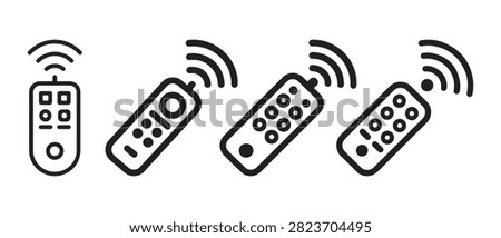 Remote Control Icon Set, TV Remote Controller, Television Device, Smart Home Electronics Line and Outline Vector Collection Isolated on White Background.