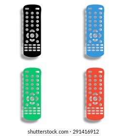 remote control icon with shadow - colored vector set