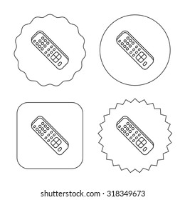 Remote control icon. TV switching channels sign. Flat circle, star and emblem buttons. Labels design. Vector