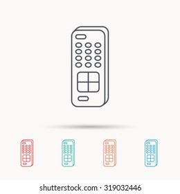 Remote control icon. TV switching channels sign. Linear icons on white background. Vector