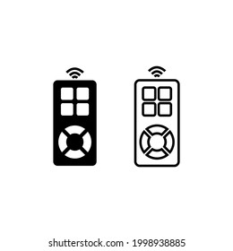 Remote control icon vector illustration with line and solid style design.