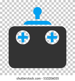 Remote Control interface icon. Vector pictogram style is a flat bicolor symbol, blue and gray colors, chess transparent background.