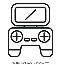 Remote control joystick icon outline vector. Pilot inspection. Video service modern