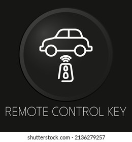 Remote control key minimal vector line icon on 3D button isolated on black background. Premium Vector.
