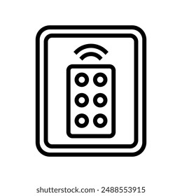 remote control label product caution line icon vector. remote control label product caution sign. isolated contour symbol black illustration