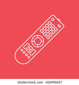 Remote Control Line Icon On Red Background