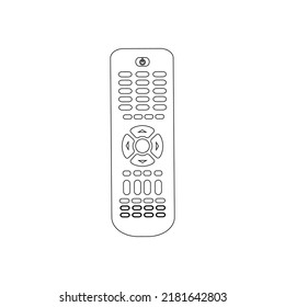 Remote Control Line Vector illustration Infrared controller vector wireless device equipment for Tv outline drawing on isolated background. Tv controlller sketch. TV channel remote outline icon vector