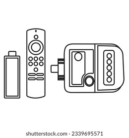 Control remoto para el centro de medios Esquema plano con efecto de sombra largo Símbolo del controlador infrarrojo
