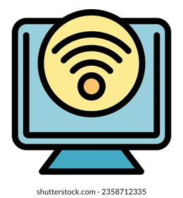 Remote control monitor icon outline vector. Camera wifi. Smart box color flat
