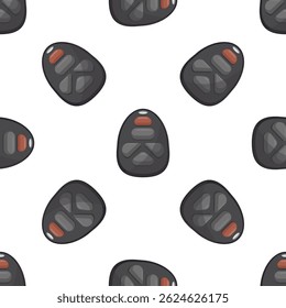 Remote control seamless pattern illustrating multiple remotes for electronic devices on white background