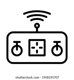 Remote control simple icon on white background. Remote controller for drone, car, fly and other devices and toys. Vector illustration in flat style.