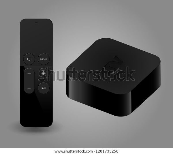 Remote control and smart TV box mockup.\
Vector illustation.