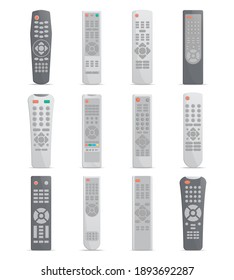 Remote control for television set. Isolated remote control with button keys icons. Digital technology equipment vector illustration