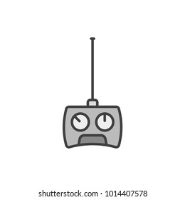 Remote control, toy car joystick flat line colored icon.