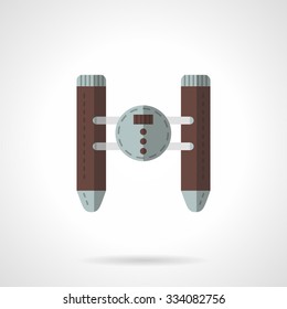 Remote control toy floating vehicle. Catamaran with camera. Flat color style vector icon. Web design element for site or mobile application.
