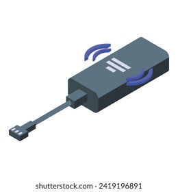 Remote control tracker icon isometric vector. Center data. Pin track