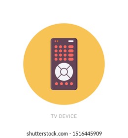 Remote control TV equipment device communication sign media vector icon. Yellow theme concept