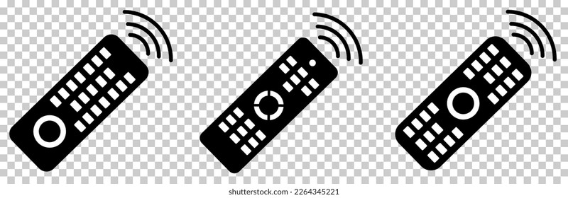 Conjunto de iconos de TV de control remoto. El diseño se puede usar para aplicaciones web y móviles. Ilustración del vector aislada en fondo transparente