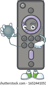 Remote control TV mascot icon design as a Doctor working costume with tools