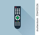 Remote control for TV or media center. Flat icon with long shadow effect. Infrared controller symbol. Vector eps8 illustration.