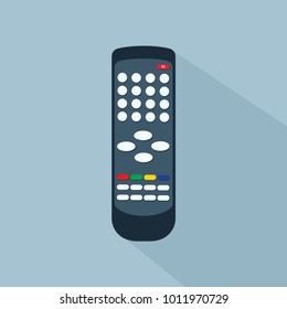 	
Remote control for TV or media center. Flat icon with long shadow effect. Infrared controller symbol.