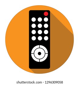 Remote control for TV or media center. Flat icon with long shadow effect.