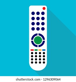 Remote control for TV or media center. Flat icon with long shadow effect.