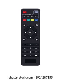 Remote Control For TV Or Media Center.   Device For Films Cinema Video. Leisure At Home. Vector Illustration. 