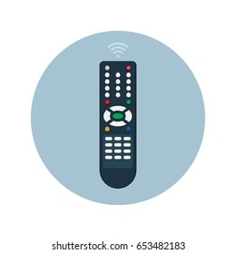 Remote control for TV or media center in flat style. Vector illustration.
