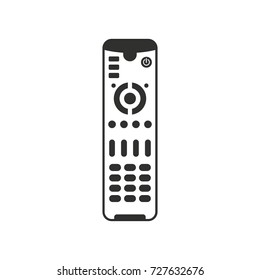 Remote control for TV or media center black simple silhouette icon vector illustration for design and web isolated on white background. Remote control vector object for label web and advertising