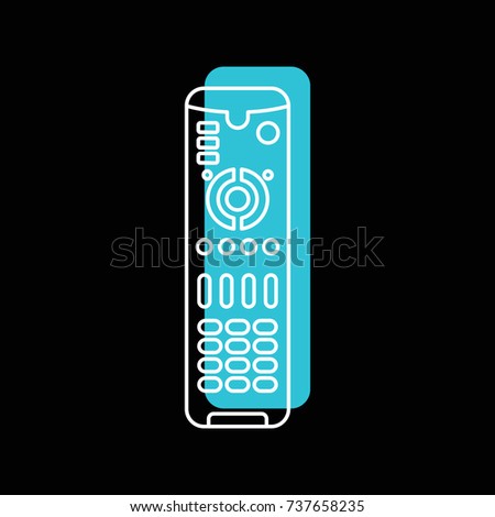 Remote control for TV or media center doodle icon vector illustration for design and web isolated on black background. Remote control vector object for label web and advertising