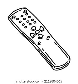 Remote Control Tv Part of Electronic for Home Device Hand Drawn Icon Set Vector.