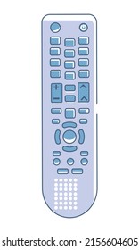 Remote control for tv semi flat color vector element. Full sized object on white. Switch channels at distance. Portable device simple cartoon style illustration for web graphic design and animation