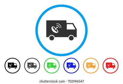 Remote Control Van rounded icon. Vector illustration style is a flat iconic symbol inside a blue circle, with black, grey, blue, green, red, orange versions. Designed for web and software interfaces.